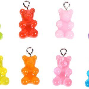 Resin Gummy Bear Pendant, 40Pcs 8 Colors Cartoon Bear Keychain Pendants Necklace